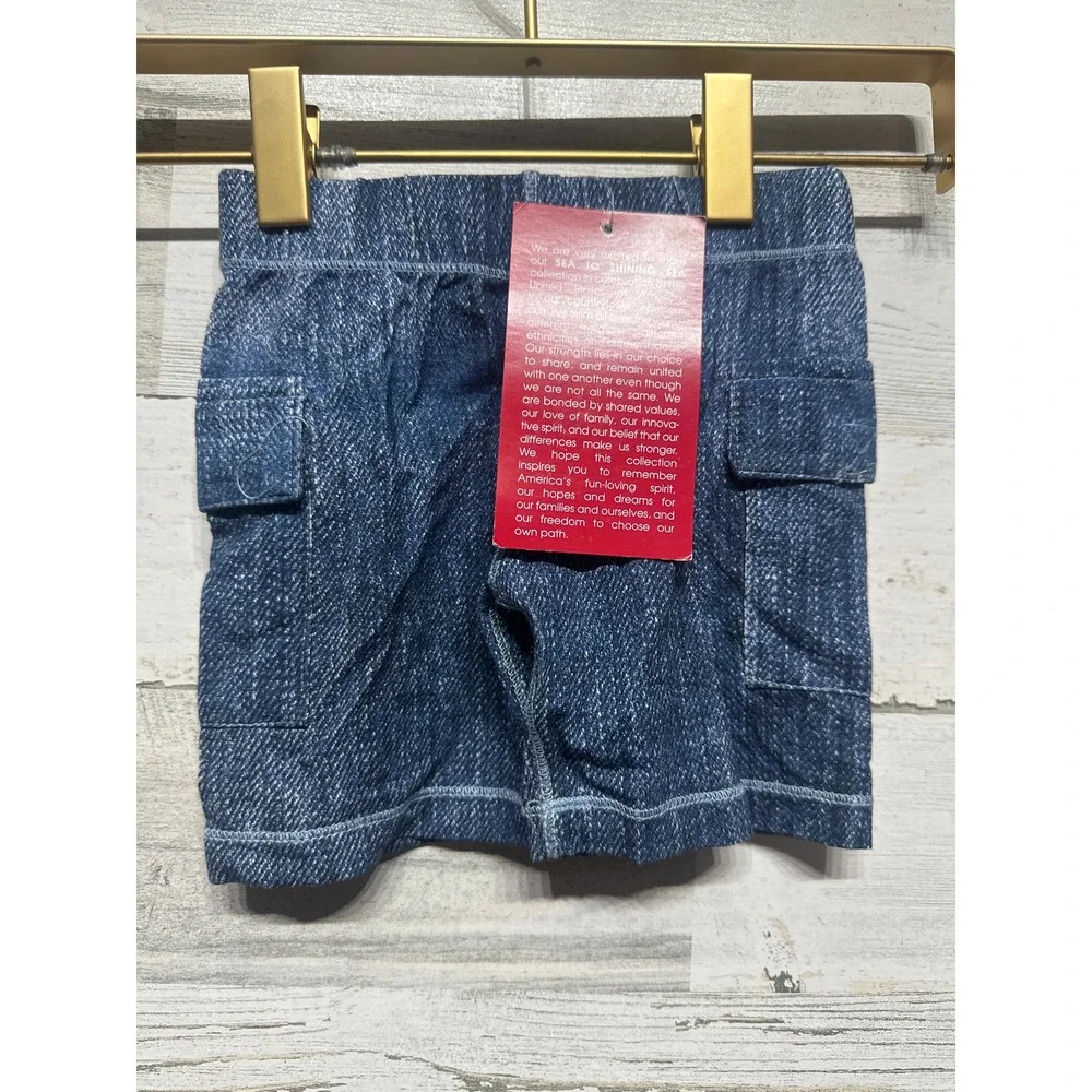 Kickee Pants Cargo Shorts Boys 18-24M Denim Print Bamboo Viscose NWT